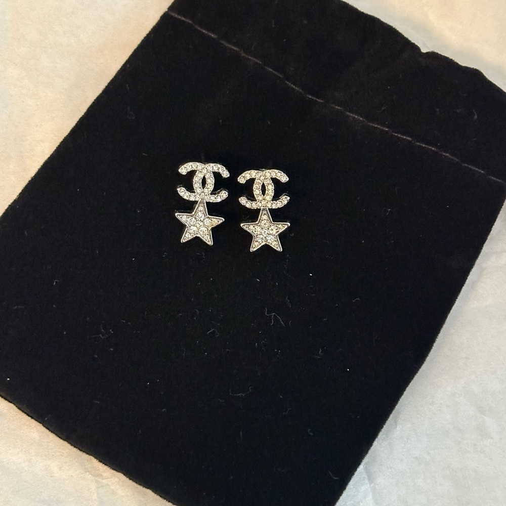 Chanel Silver Star Earrings